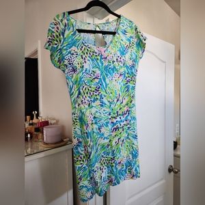 Lilly Pullitzer Cotton TShirt Dress, Size S. Bright, multicolored.